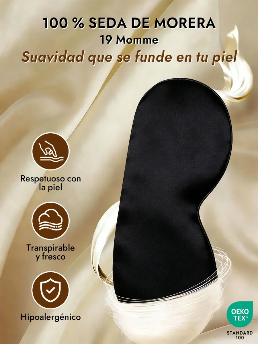 Pura Seda Elástica Banda Dormir Antifaz - Imagen 4