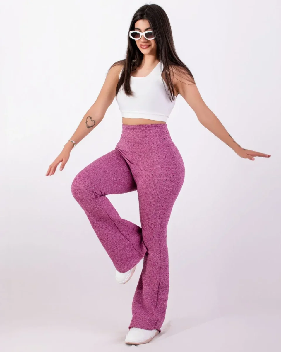 Pantalón Campana Rosa Jaspe 3.0 Control Abdomen y Bolsillo - Imagen 4