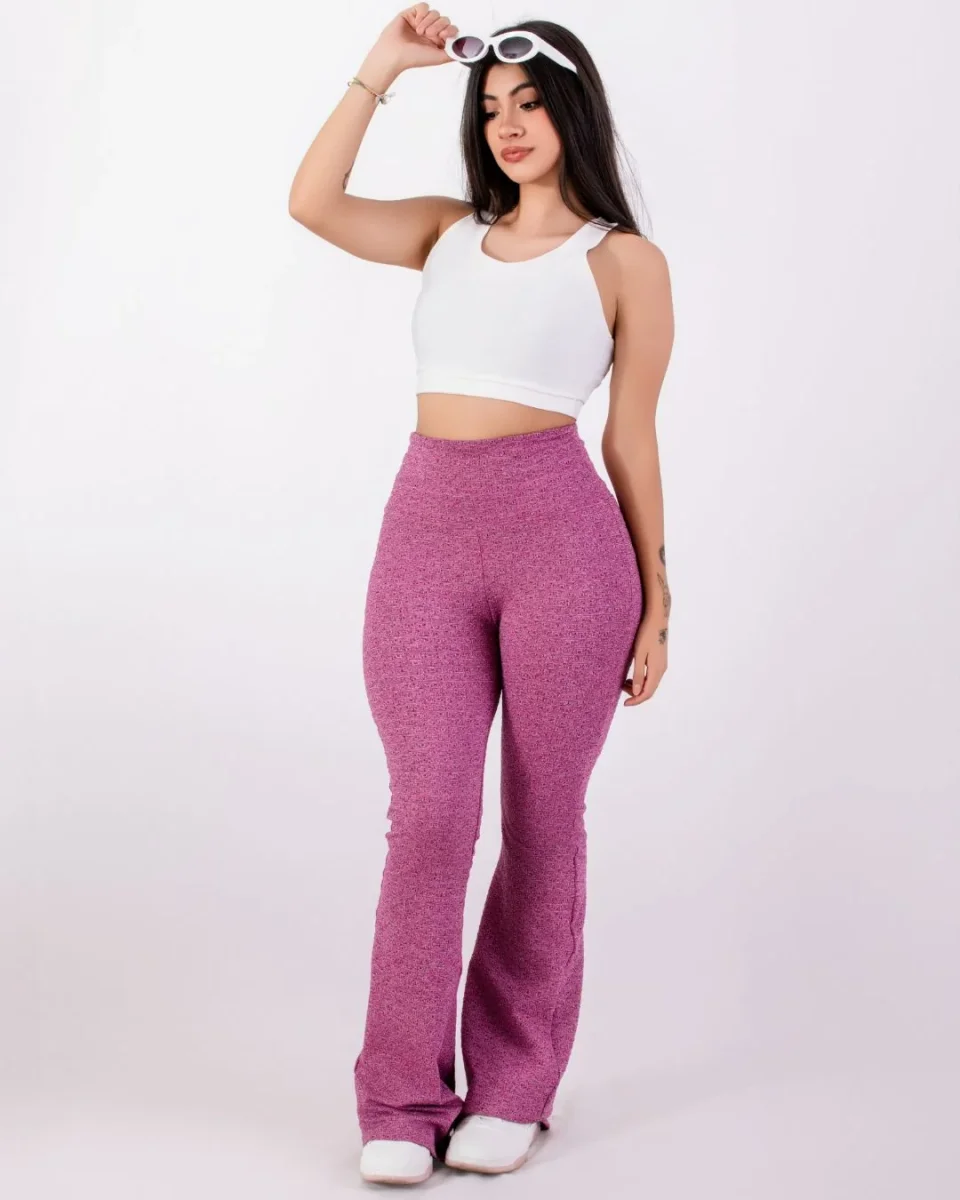 Pantalón Campana Rosa Jaspe 3.0 Control Abdomen y Bolsillo - Imagen 3