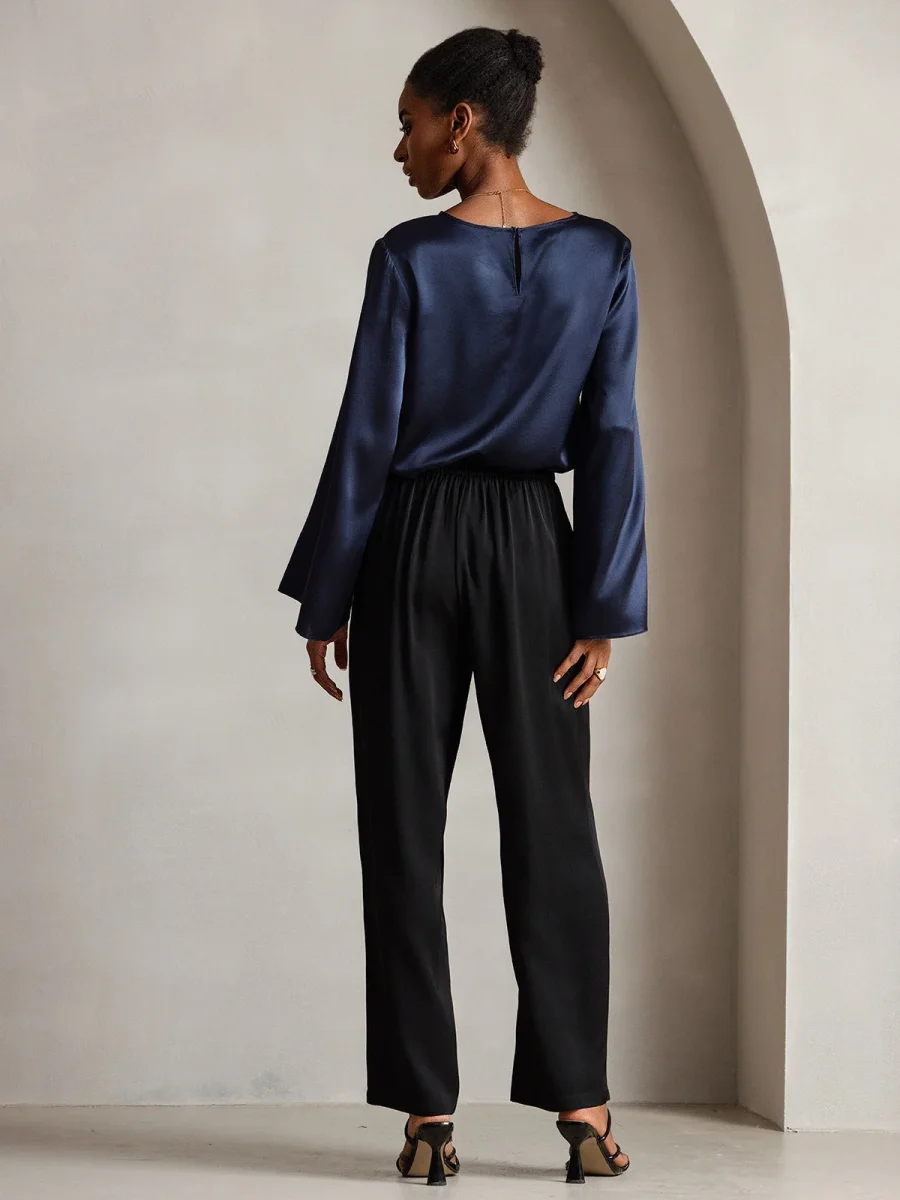 19Momme Seda Relajada Manga Larga Blusa - Imagen 3