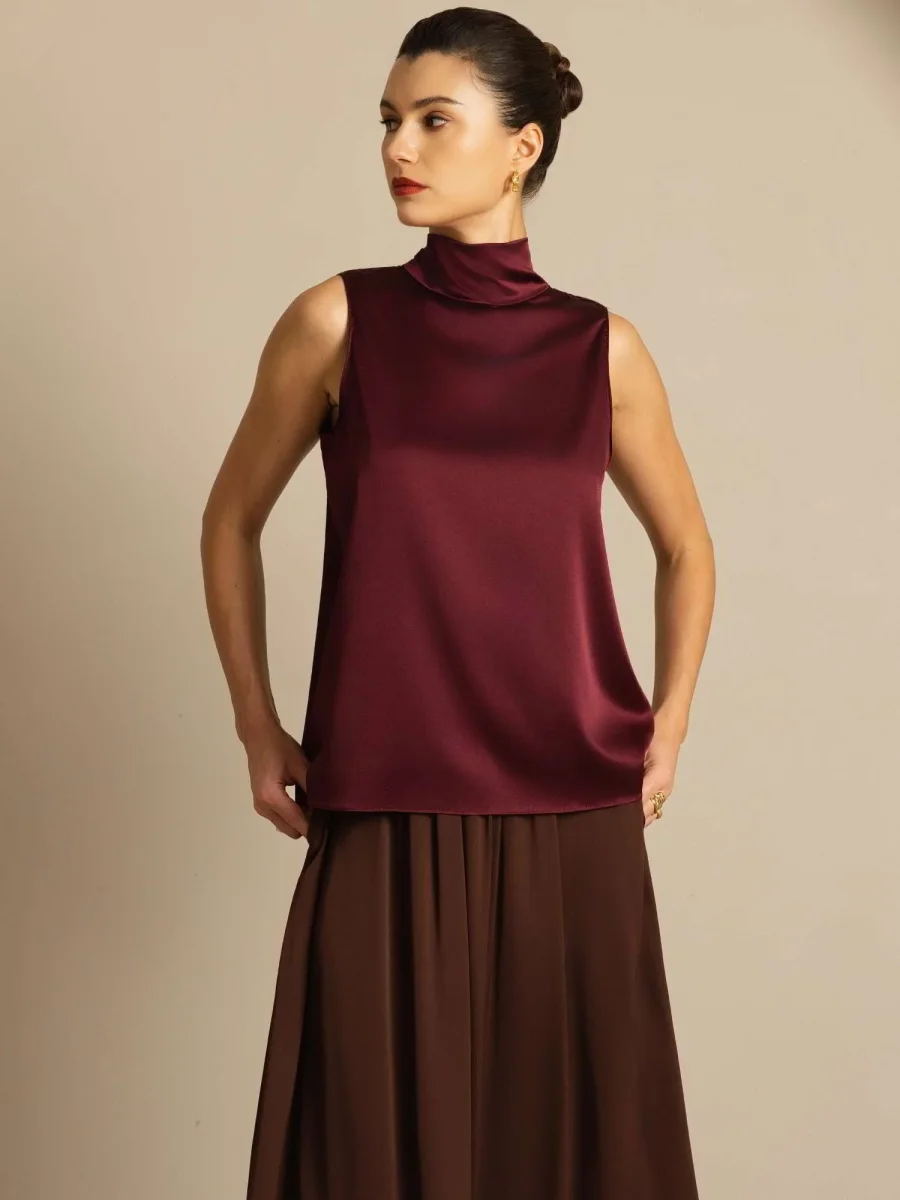 19Momme Seda Lazo Cuello Blusas - Imagen 9