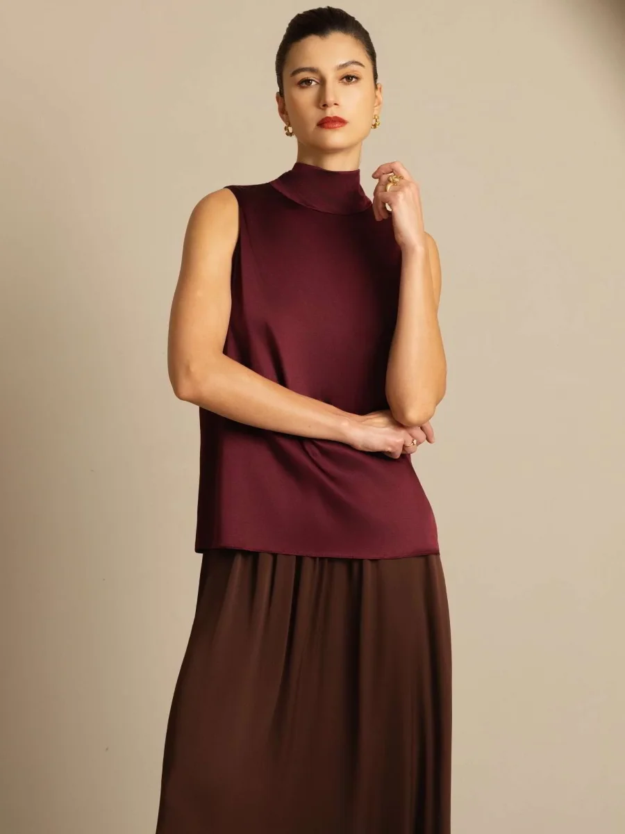 19Momme Seda Lazo Cuello Blusas - Imagen 8