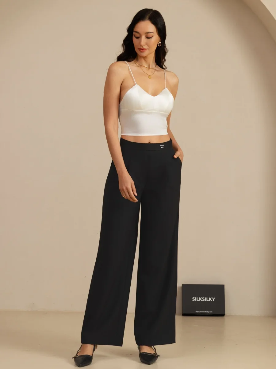 19Momme Top Corto De Seda Tirantes Finos Escote En V Camiseta Con Sujetador Incorporado - Imagen 8