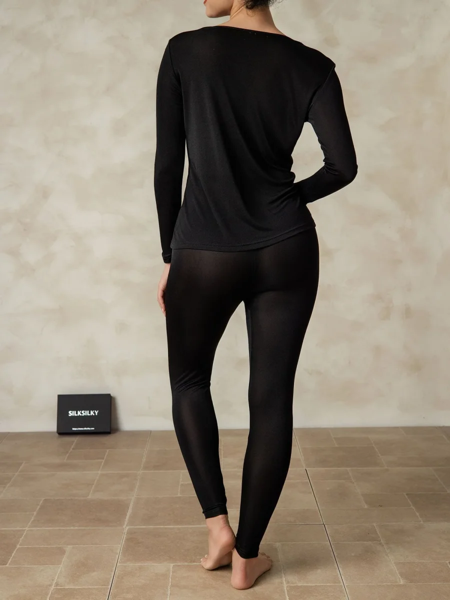 Ropa Interior De Mujer De Manga Larga De Jersey De Seda - Imagen 3