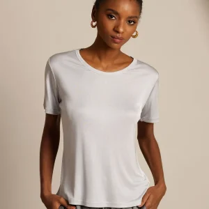 Camiseta de Manga Corta de Pura Seda para Mujer