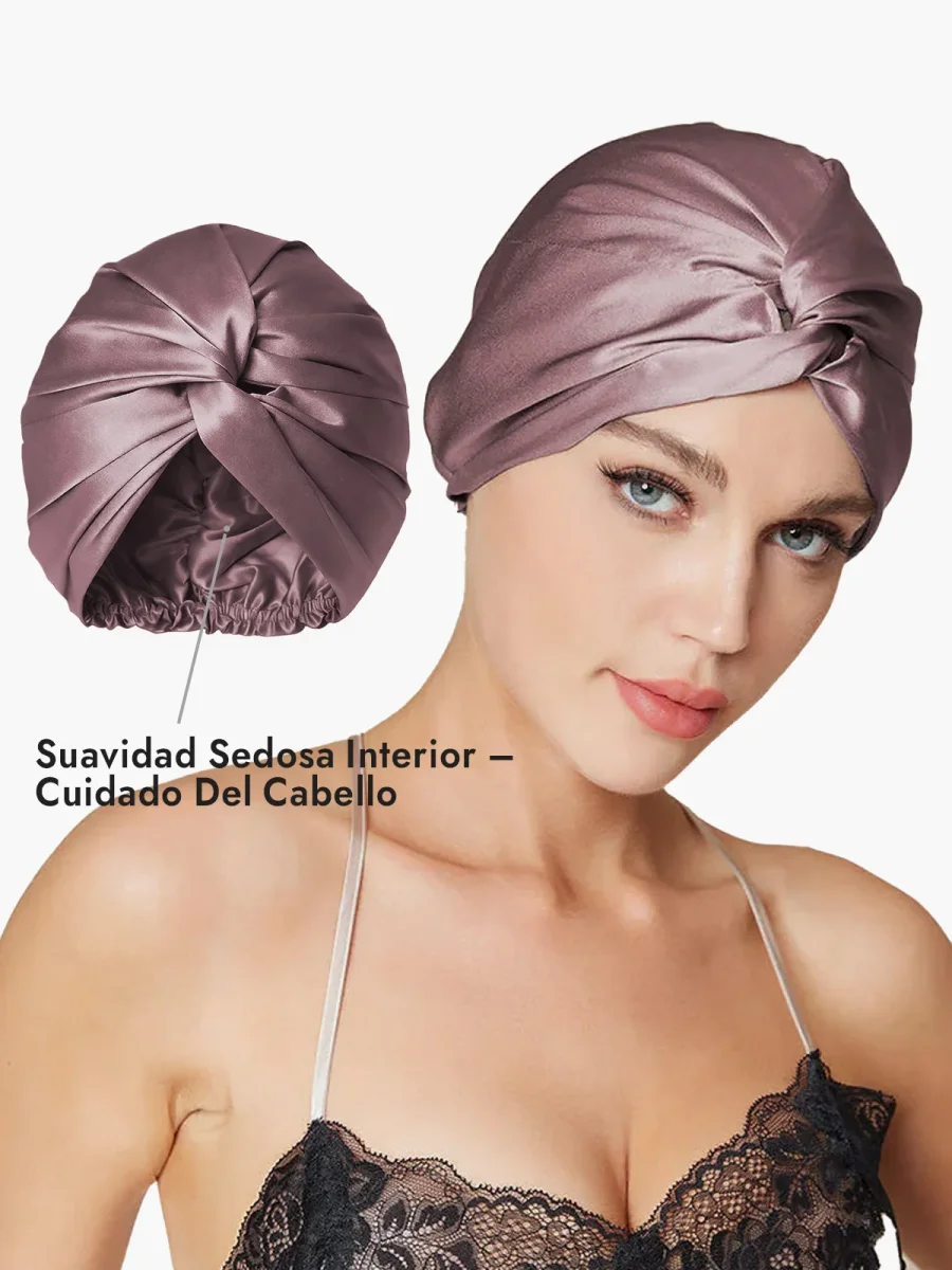 Gorro De Pura Seda Con Nudo Frontal - Imagen 5