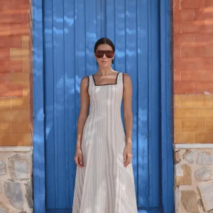 Vestido Piacere Multirrayas Beige