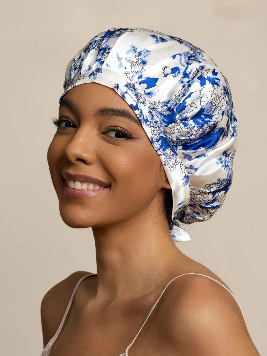 Gorro de Dormir de 100% Seda de Morera con Cintas - Imagen 2