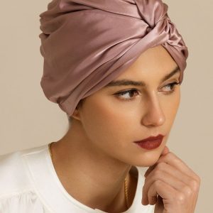 Gorro para el cabello de seda pura de 22Momme con nudo frontal y botón ajustable
