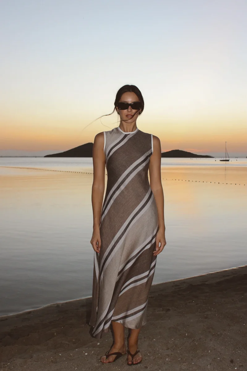Vestido Moka Rayas Marrón - Imagen 3