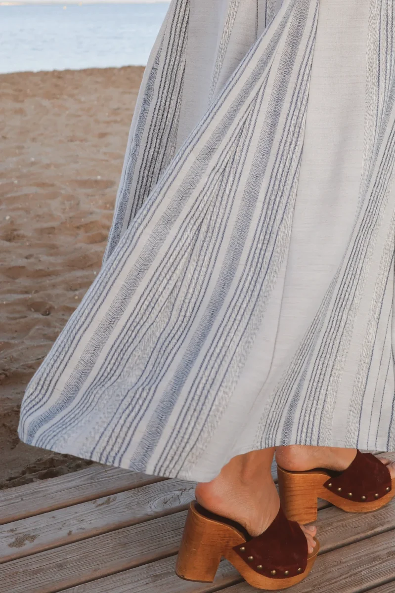 Vestido Cala Godetes Rayas Azul - Imagen 8