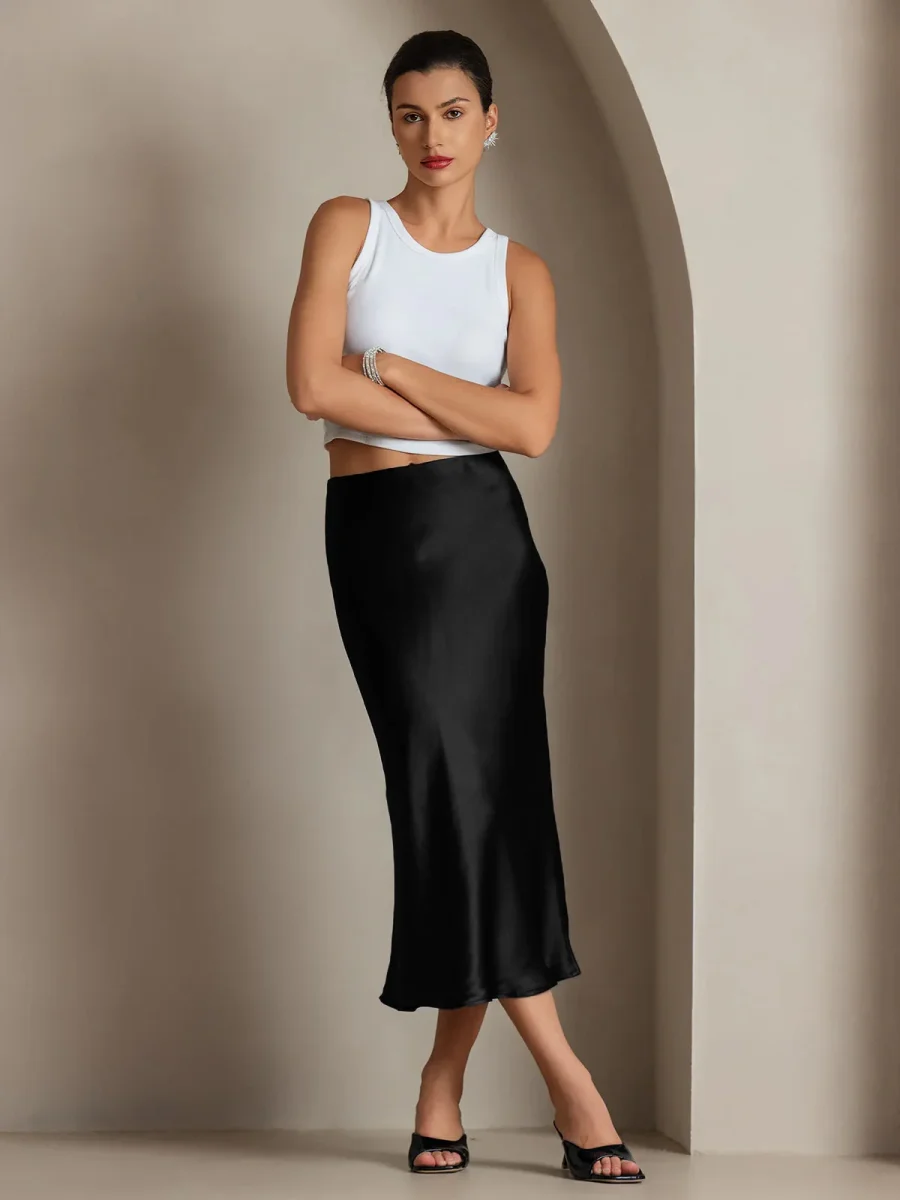 Falda Elegante Básica de Seda Pura - Imagen 7