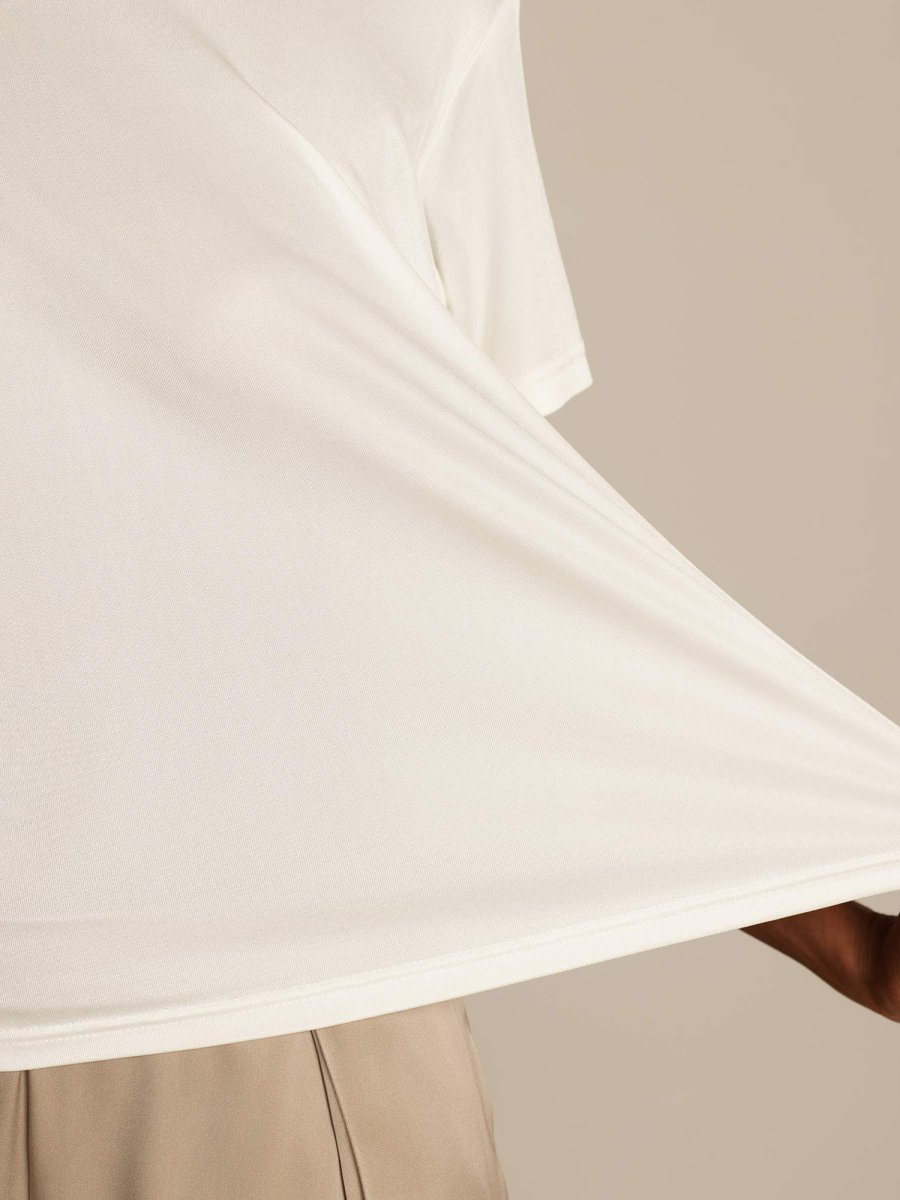 Camiseta de Cuello Redondo y Manga Corta de Pura Seda para Mujer - Imagen 6