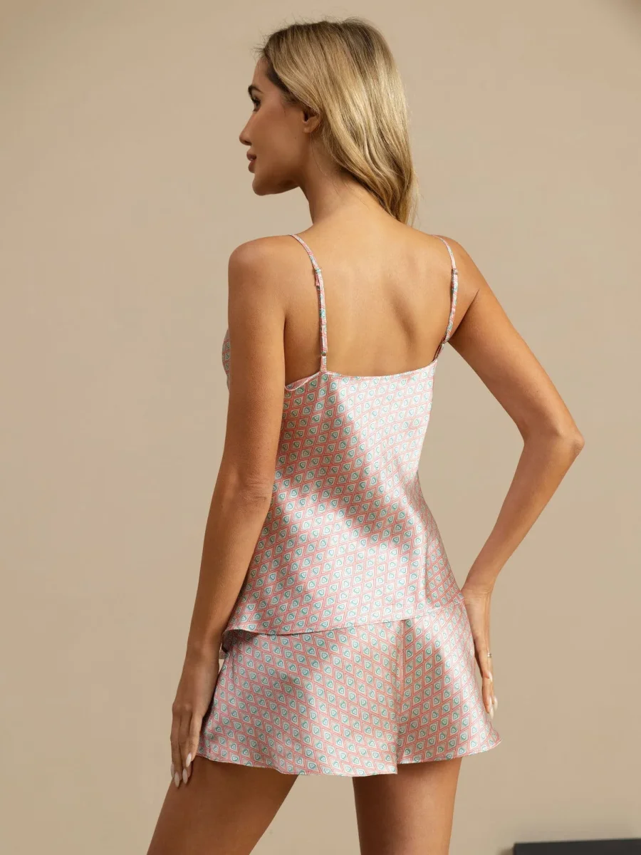 Conjunto De Camisola Con Tirantes Y Estampado Geométrico En Seda Pura - Imagen 8