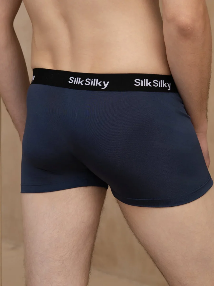 3 Piezas Seda Pura Hombres Comodidad Transpirable Boxer Brief Ropa Interior - Imagen 3
