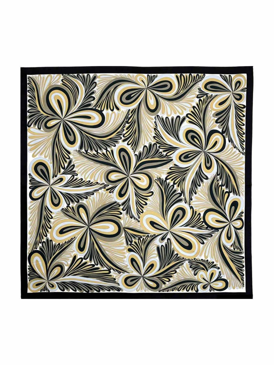 Pañuelo Cuadrado de Seda Pura con Estampado Floral Abstracto - Tamaño 90x90cm - Imagen 2