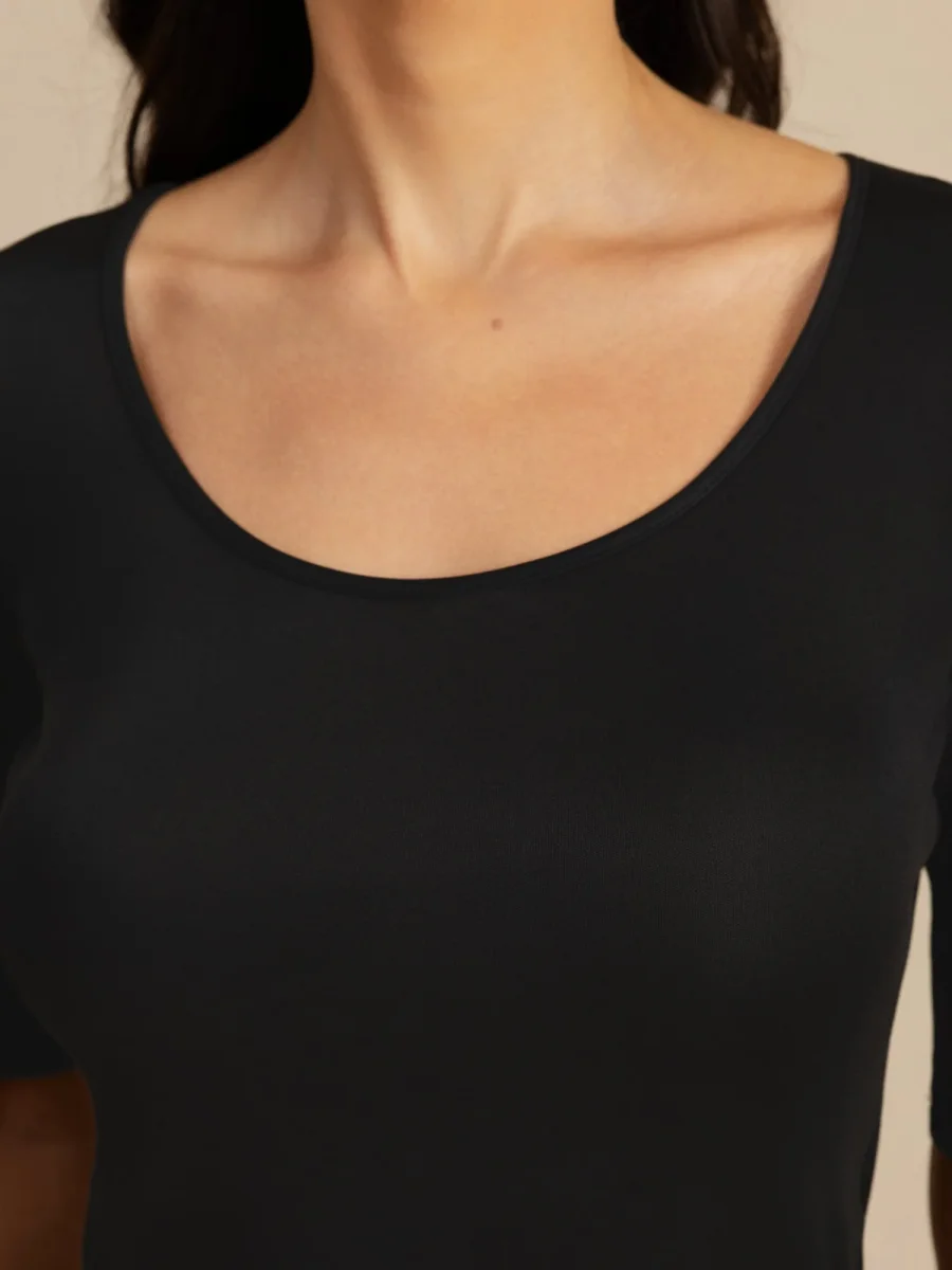 Top De Seda Para Mujer Manga Corta Cuello Redondo - Imagen 7
