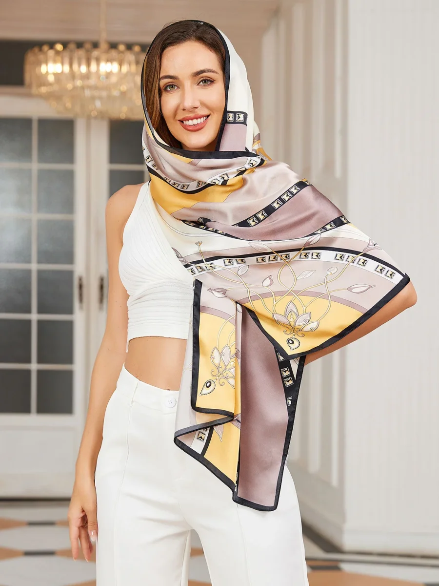 Pañuelo Mantoncillo Rectangular Estampado 100% Seda Morera 170x53cm