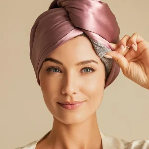 100% Seda de Mora Toalla Turbante Bifásica para el Cabello – Secado Rápido, Anti-Frizz & Suave con el Cabello