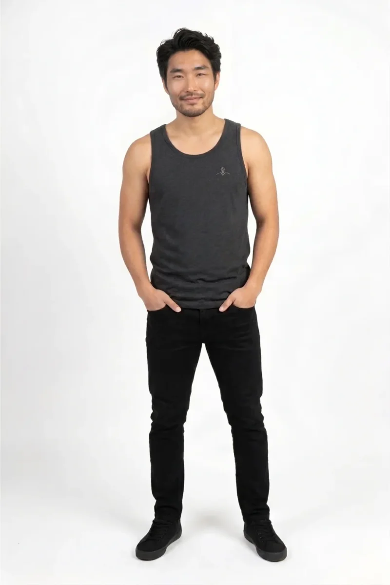 Camiseta tirantes orgánica - Gris Oscuro Jaspeado - Imagen 3