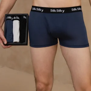 3 Piezas Seda Pura Hombres Comodidad Transpirable Boxer Brief Ropa Interior