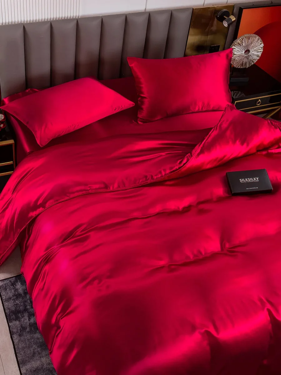 19Momme Juego De Seda De 4 Piezas: Funda Nórdica + Sábana Ajustable + 2 Fundas De Almohada - Imagen 4