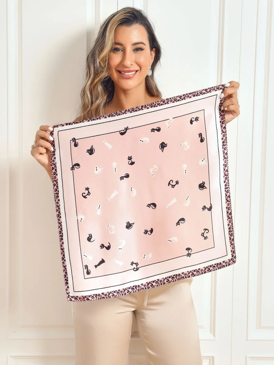 Pañuelo Cuadrado de Diseñador Estampado de 100% Seda de Mora 53x53cm/21 - Imagen 6