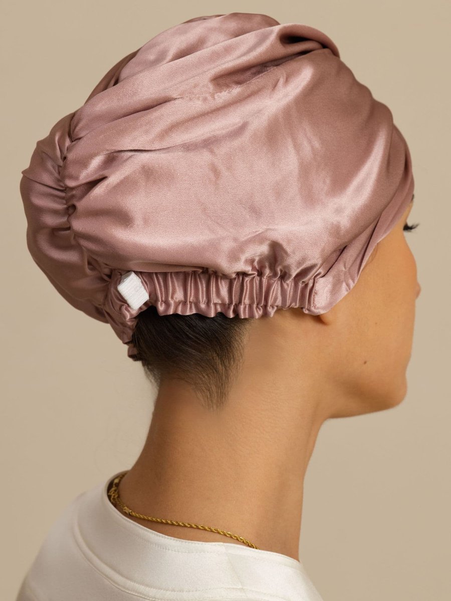 Gorro para el cabello de seda pura de 22Momme con nudo frontal y botón ajustable - Imagen 8