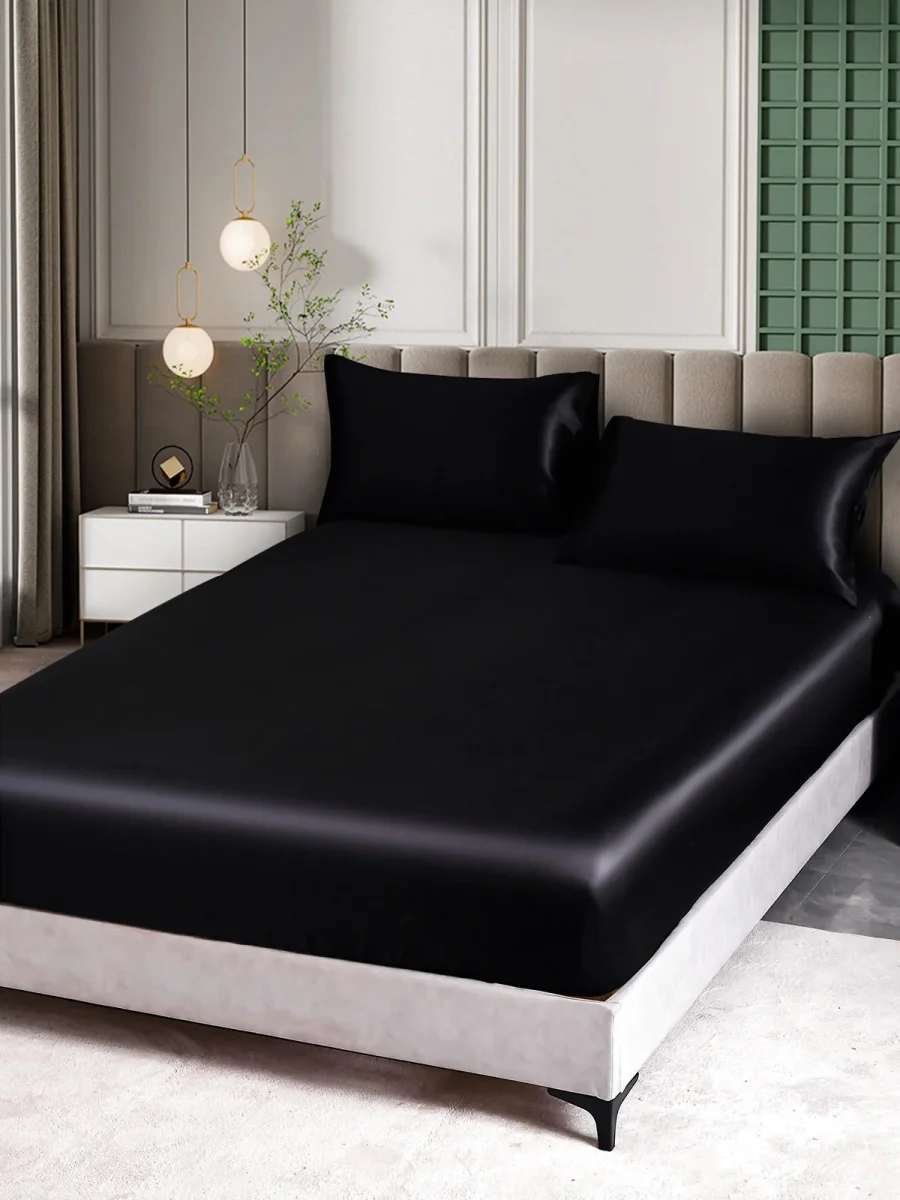 25Momme Juego de 3 piezas de seda: sábana ajustable + 2 fundas de almohada - Imagen 2