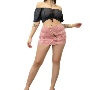 Falda short Rosa Palo para mujer