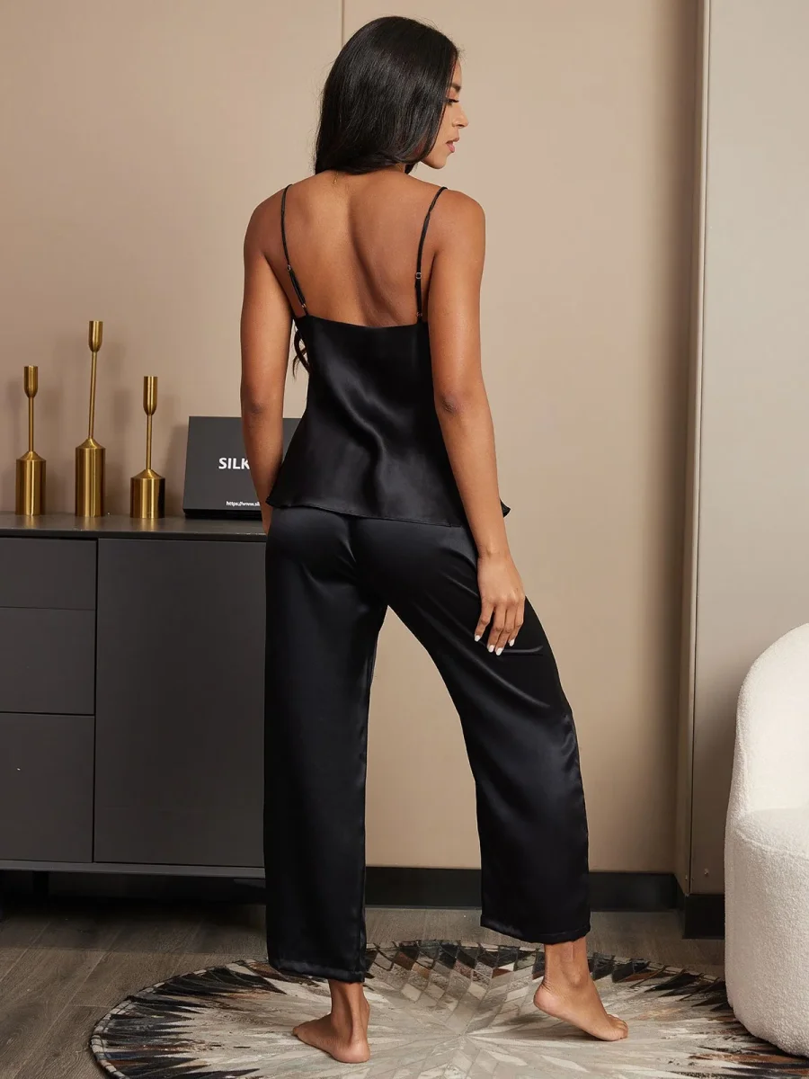 Conjunto de pijama de camisola y pantalón de seda - Imagen 9