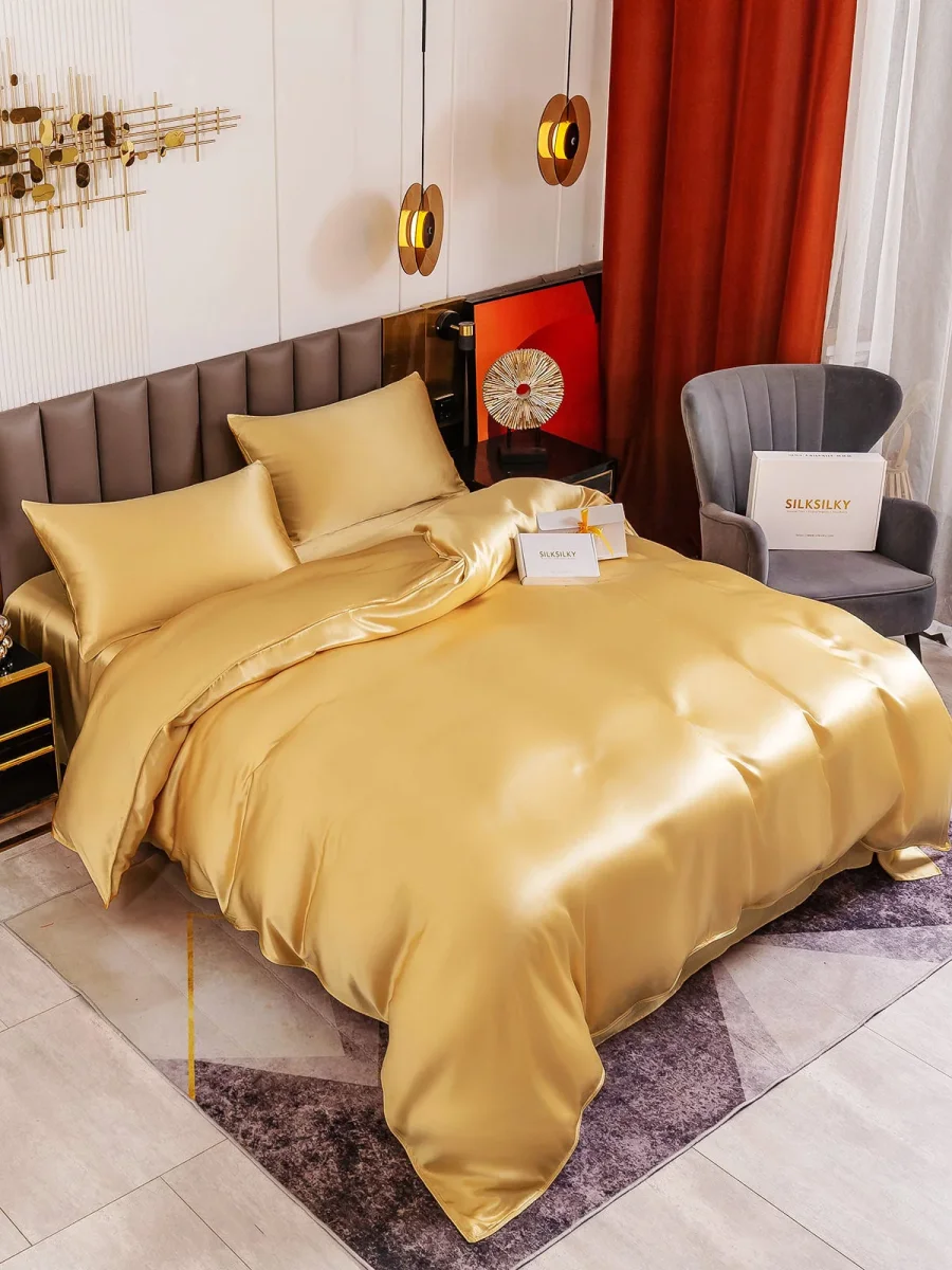 19Momme Juego de seda de 4 piezas: funda nórdica + sábana encimera + 2 fundas de almohada - Imagen 4