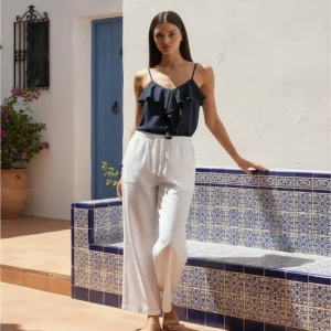 Pantalones lino palazzo