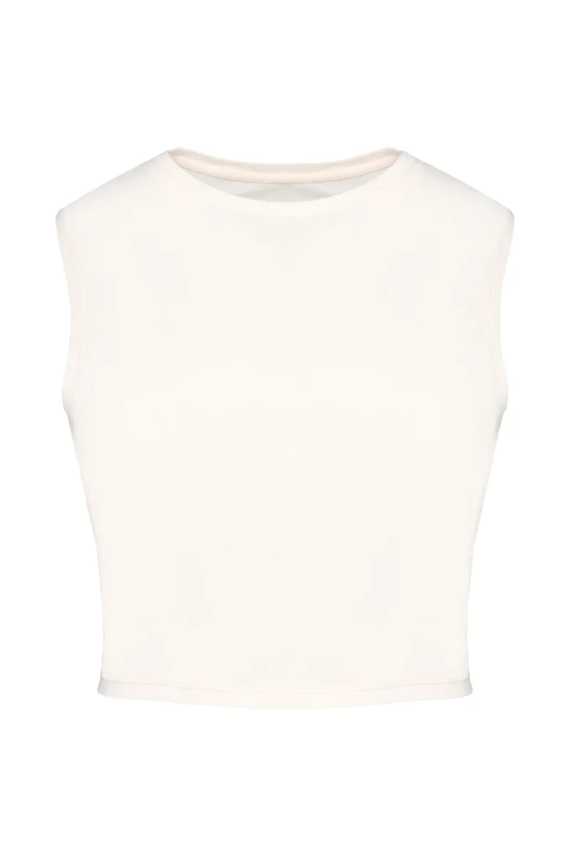 Camiseta crop sin mangas - Marfil Antiguo - Imagen 7