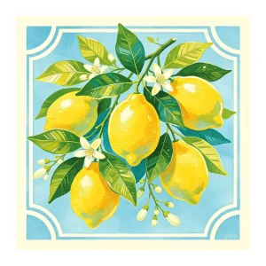 Pañuelo De Seda De Morera 100 Por Ciento Con Estampado De Limón Tamaño 90 x 90 cm