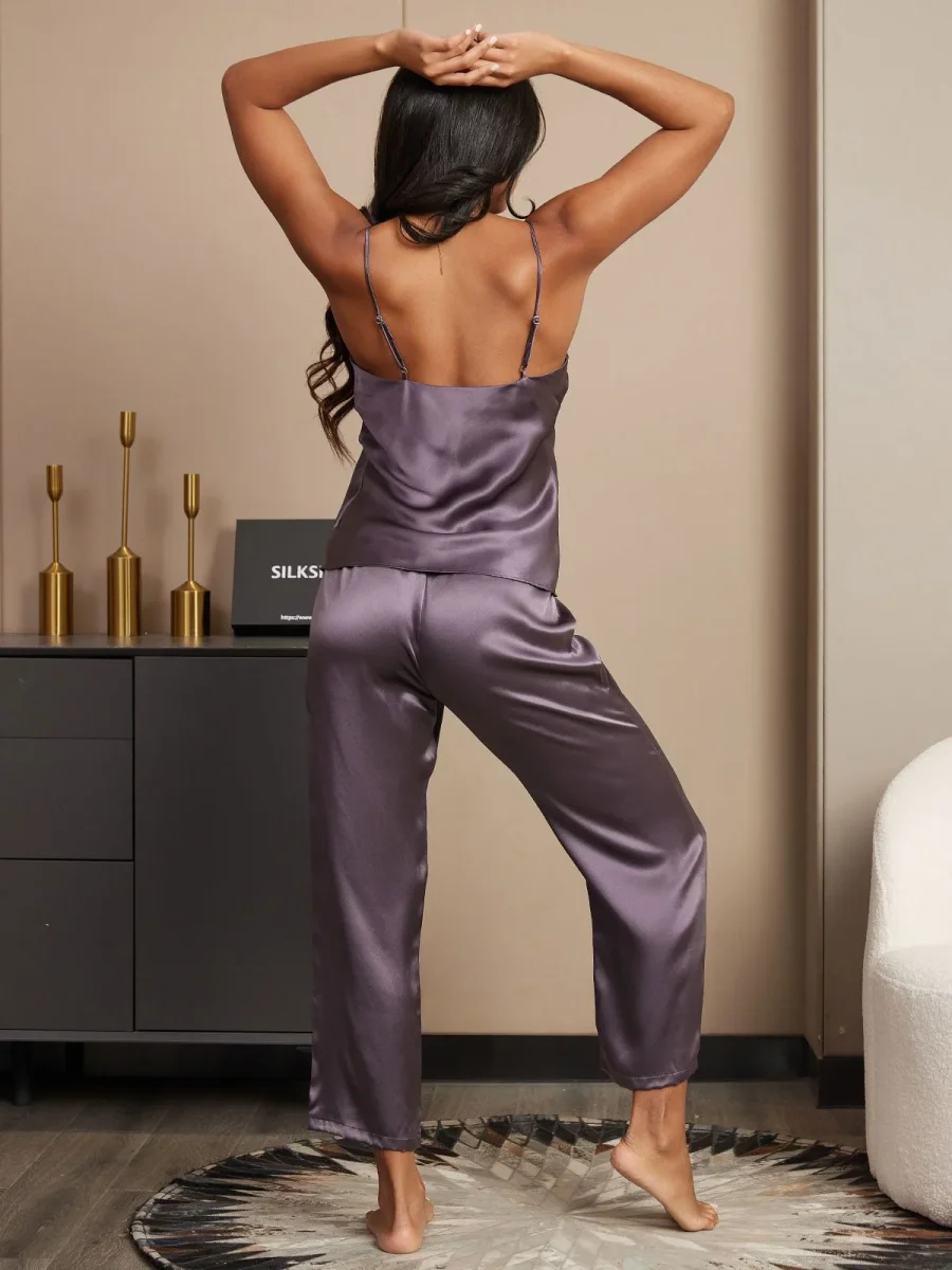 Conjunto de pijama de camisola y pantalón de seda - Imagen 4