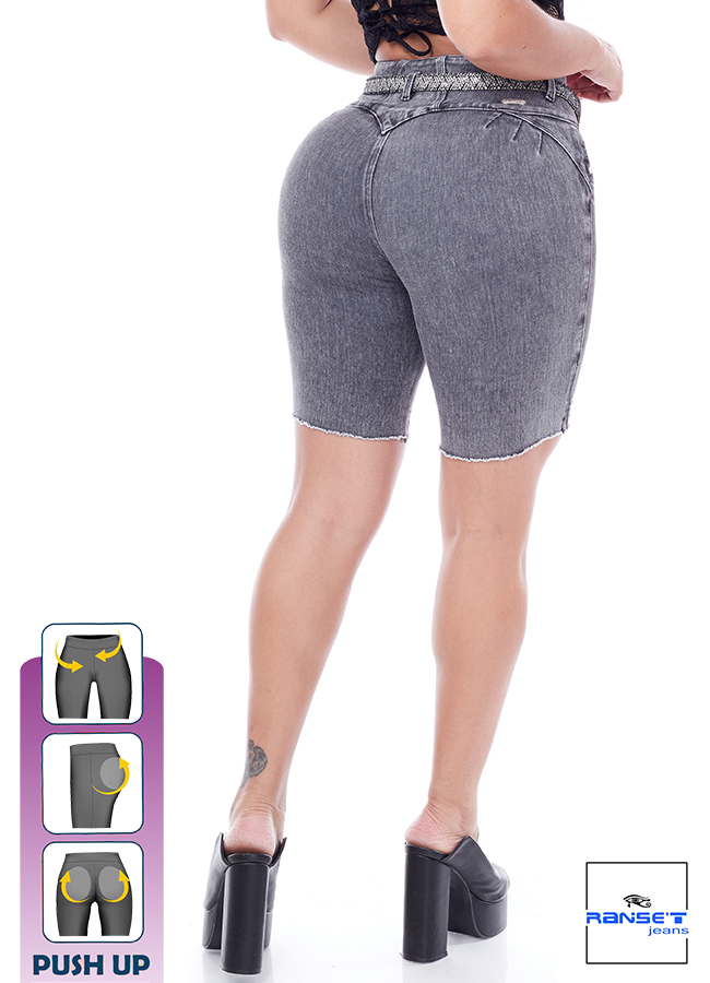 Pantalón Torero Gris mujer con cinturón - Imagen 3