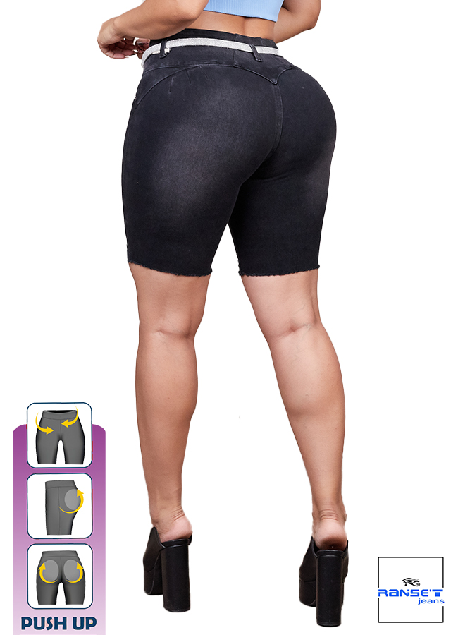 Pantalón Torero Negro mujer con cinturón - Imagen 3