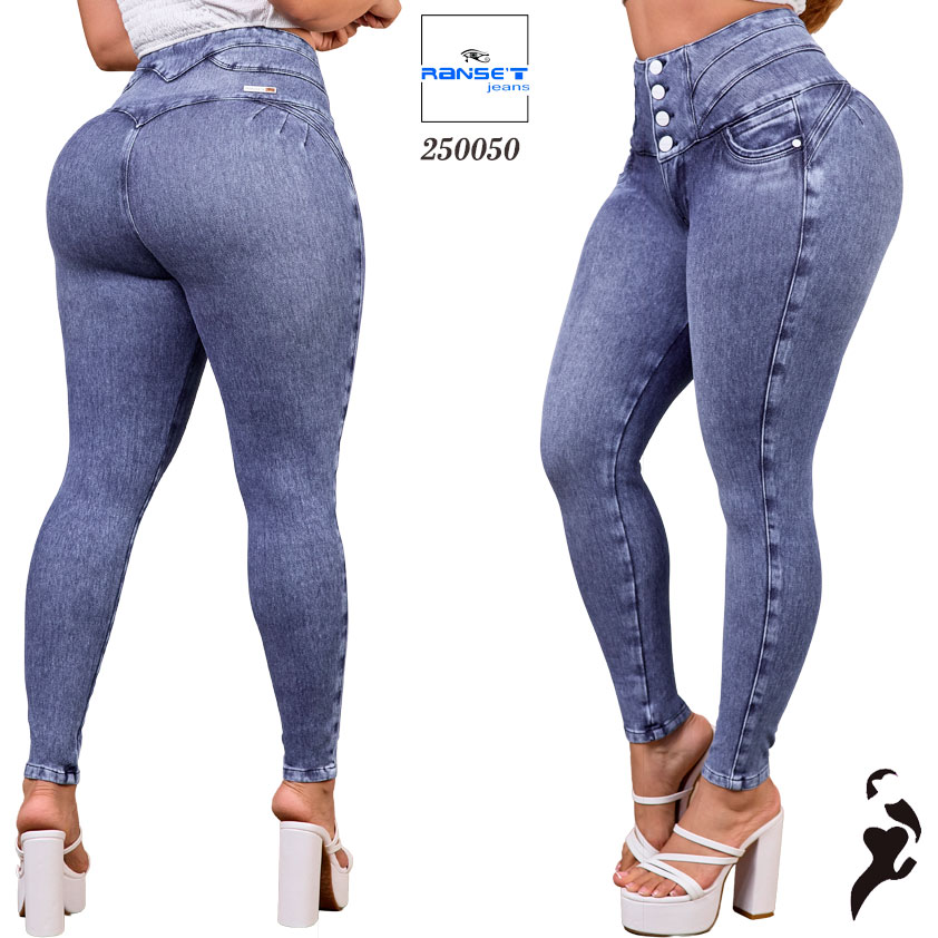 Jeans Push Up Levanta Cola Azul Medio con Botones Premium - Imagen 4