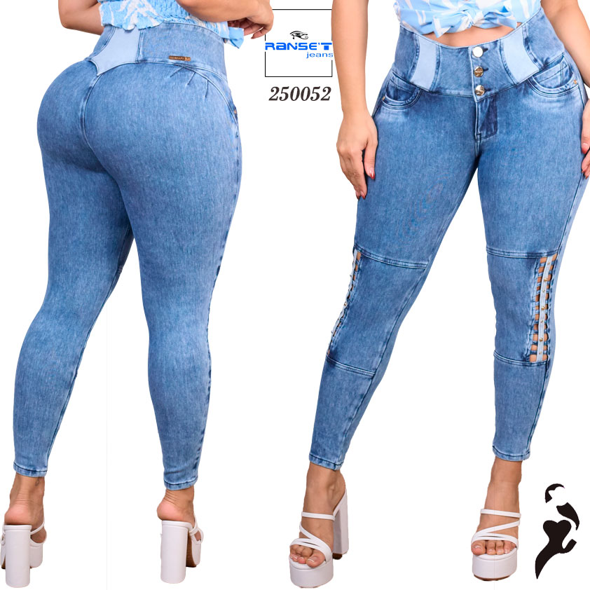 Jean Push Up Mujer con Cintura Alta Detalle Trenzado French Terry - Imagen 4