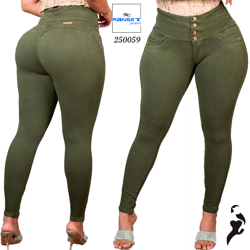 Jean Push Up Cintura Alta Verde French Terry - Imagen 4