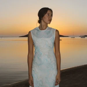 Vestido Sosiego Bordados Azules