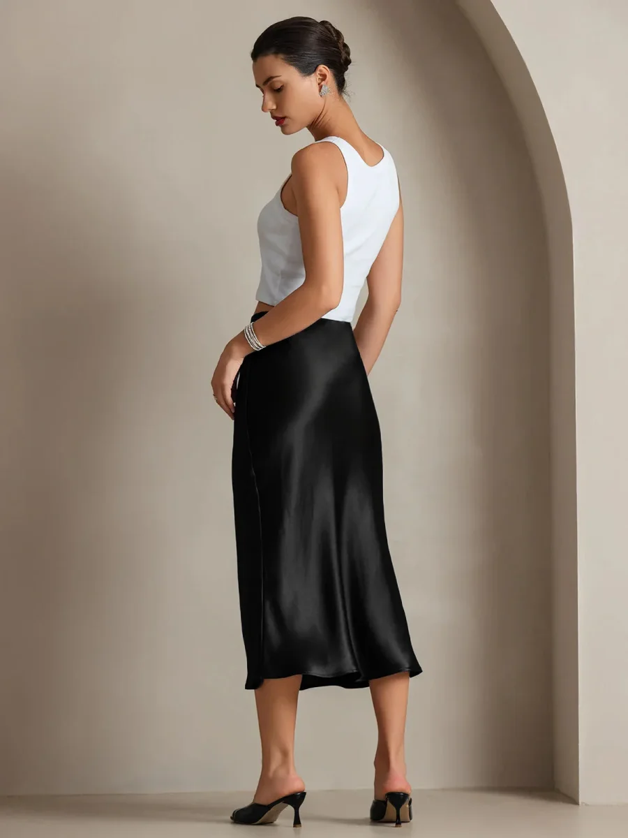 Falda Elegante Básica de Seda Pura - Imagen 8