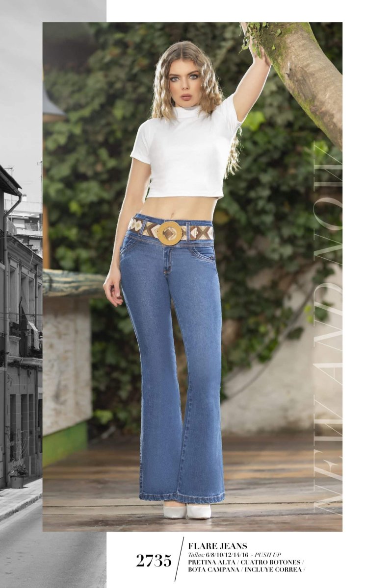 Vaquero Levantacola Push Up con Bota Campana Bolsillos 2735D - Imagen 4