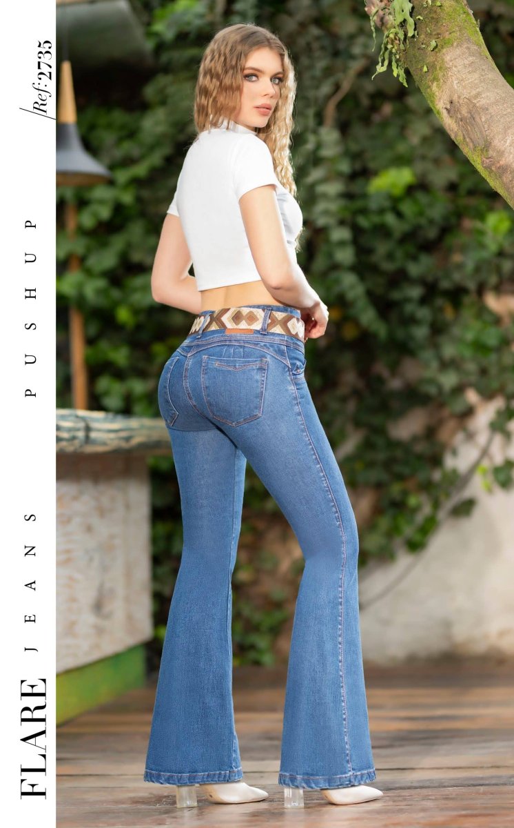 Vaquero Levantacola Push Up con Bota Campana Bolsillos 2735D - Imagen 2