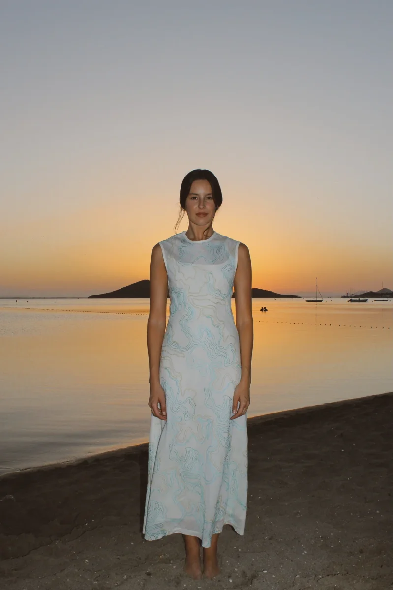 Vestido Sosiego Bordados Azules - Imagen 4