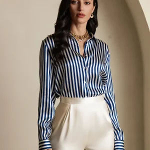 19Momme Seda con Cuello Básica Camisa
