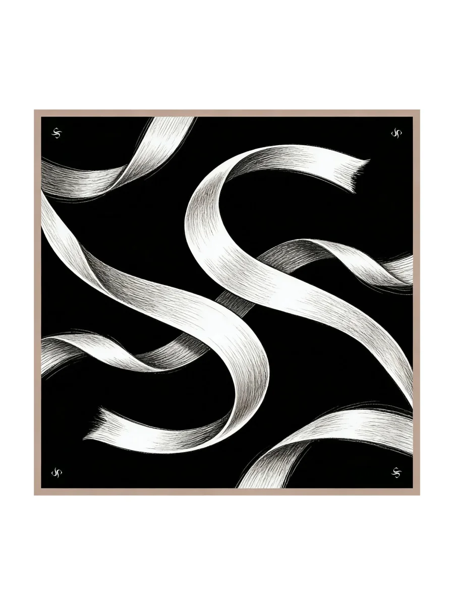 Pañuelo Cuadrado de Seda Pura con Cinta Blanca - Tamaño 90x90cm - Imagen 2