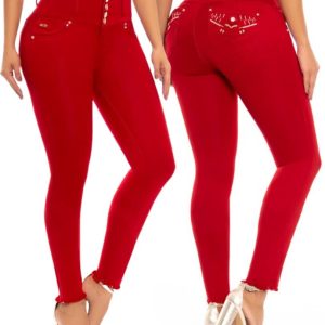PANTALÓN COLOMBIANO DO 74900 ROJO CON BOLSILLOS