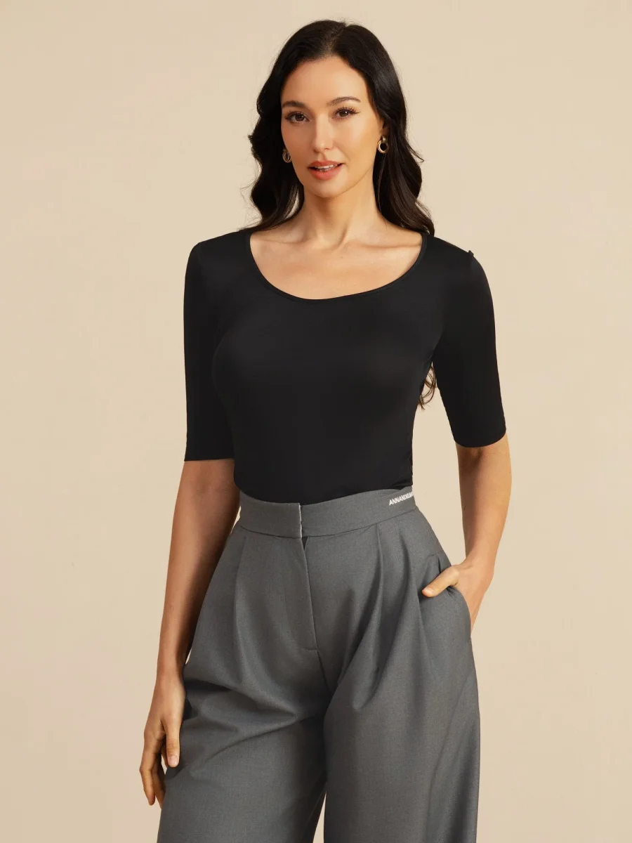Top De Seda Para Mujer Manga Corta Cuello Redondo - Imagen 6